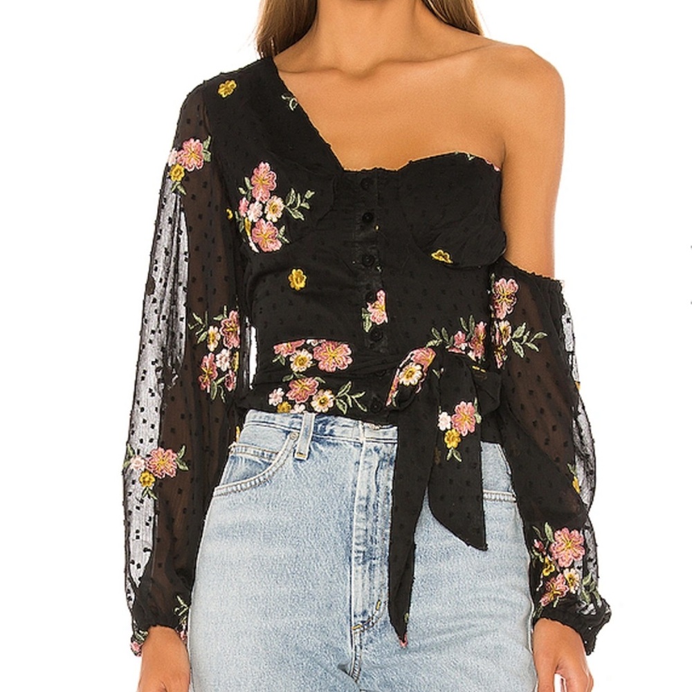 Majorelle Aileen Black Floral Top